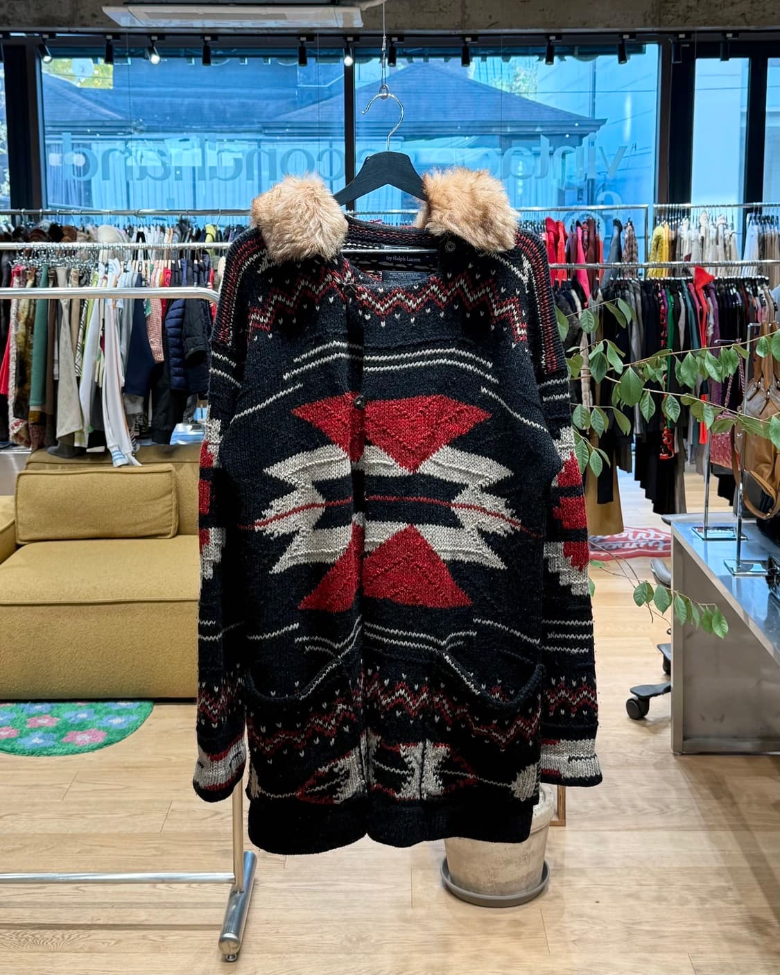 폴로 랄프로렌 블랙 핸드니트 아즈텍 울 가디건  상품이미지1