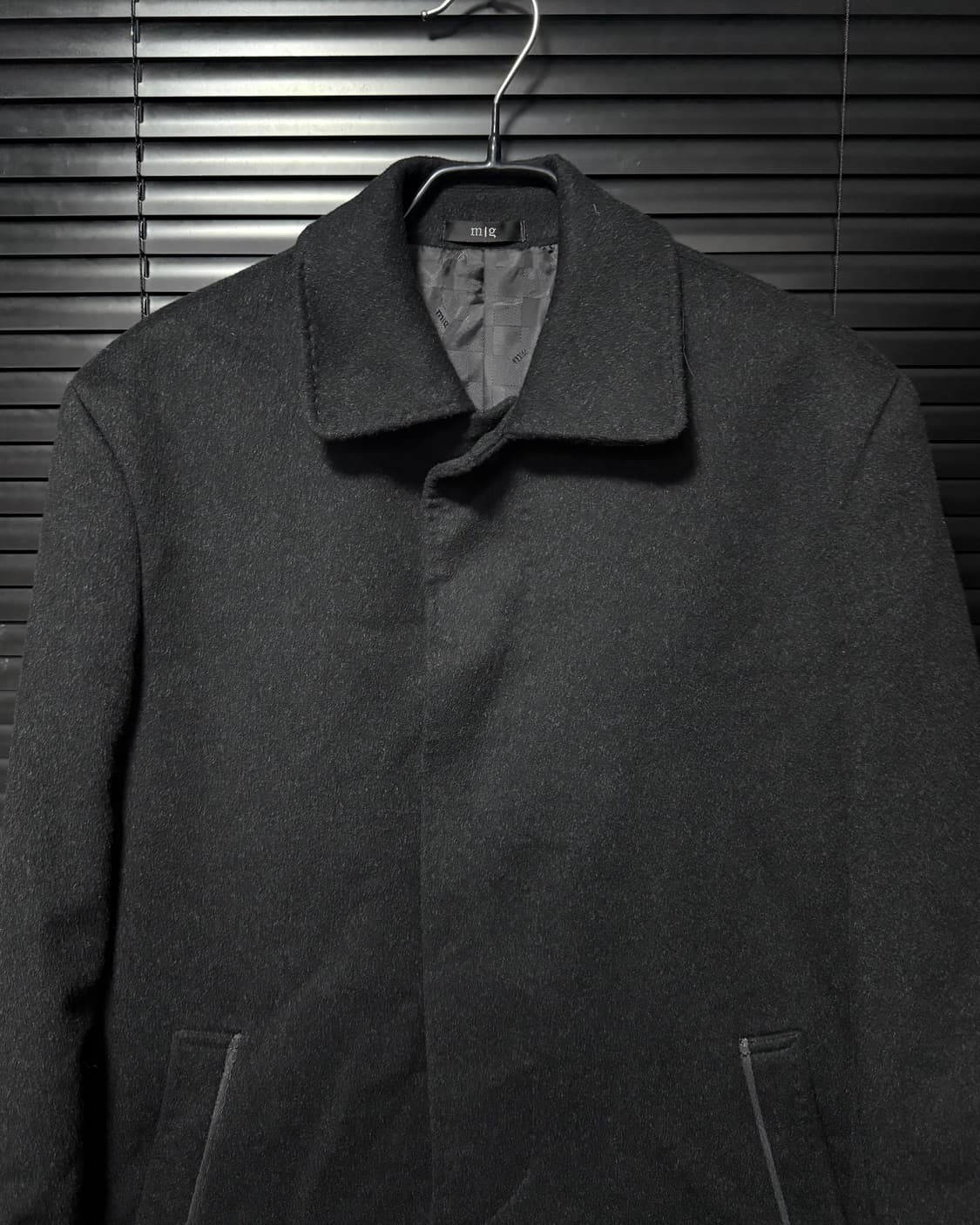 Mig 울 모 캐시미어 혼방 블랙 검정 숏 코트 95 m 카라 발마칸 상품이미지4