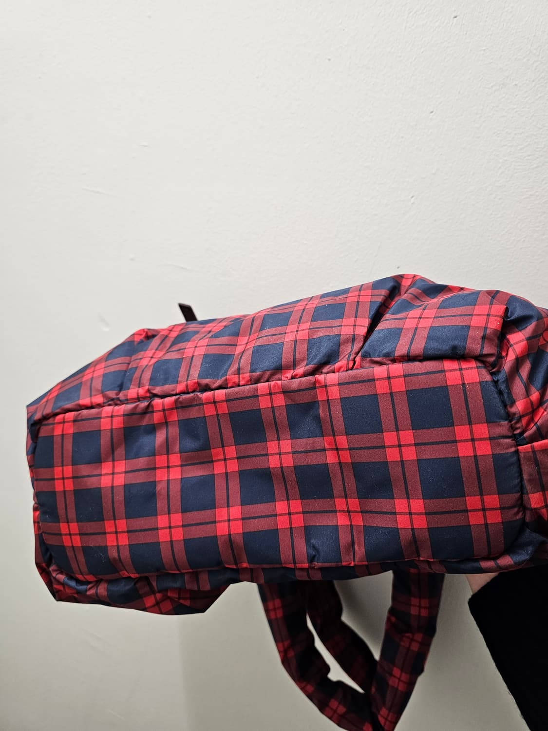 Japan 레드 네이비 체크 패딩 토트백 상품이미지7