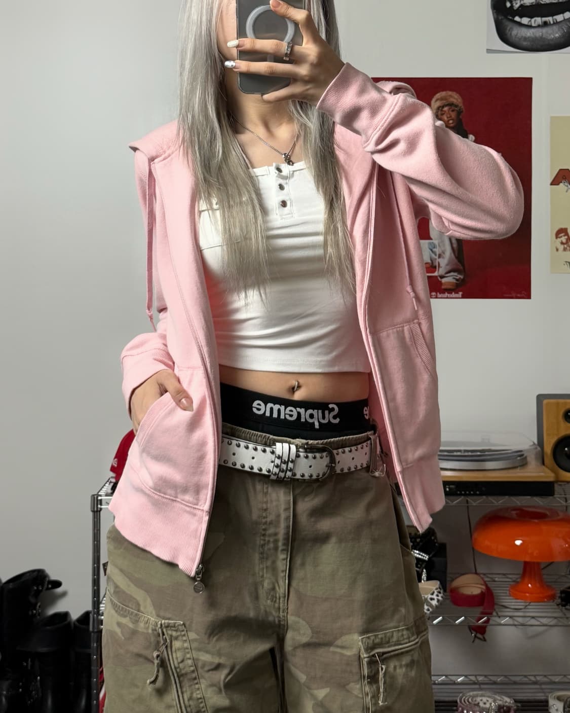 나이키 00s 베이비 핑크 후드집업 상품이미지1