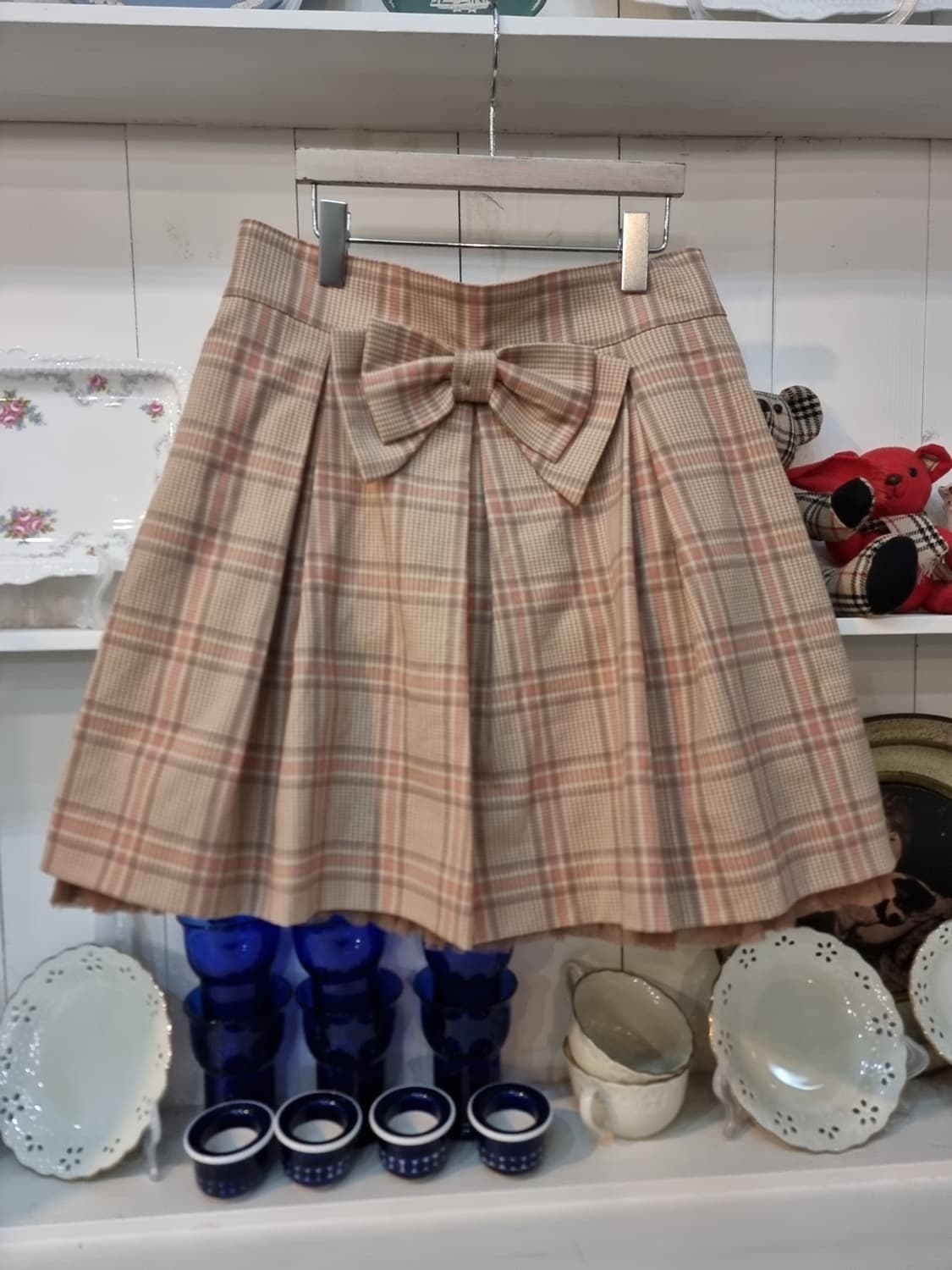 L EST ROSE 리본 체크 튜튜 스커트 상품이미지1