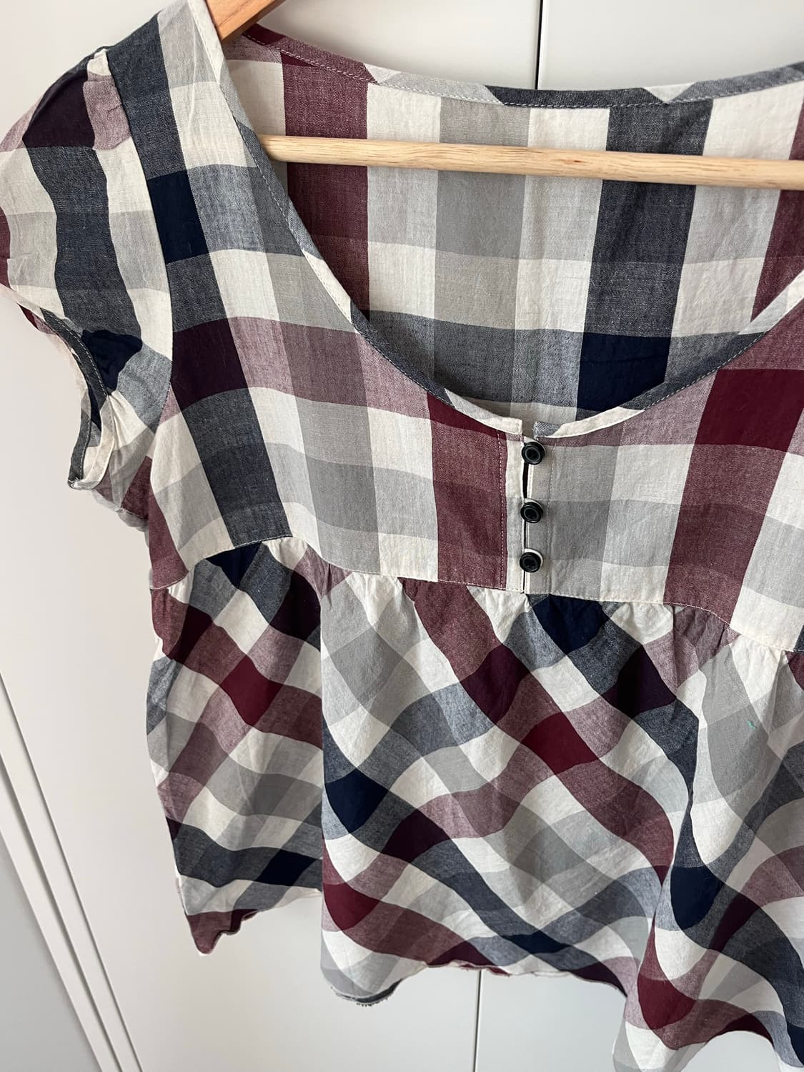 Patty perry 체크 패턴 캡소매 블라우스 상품이미지9