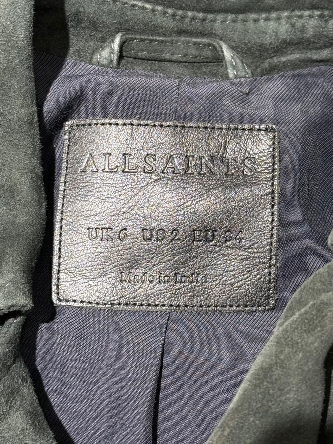 올세인츠 딥 카키 에드워즈 바이커 고트 스킨 스웨이드 자켓 상품이미지8