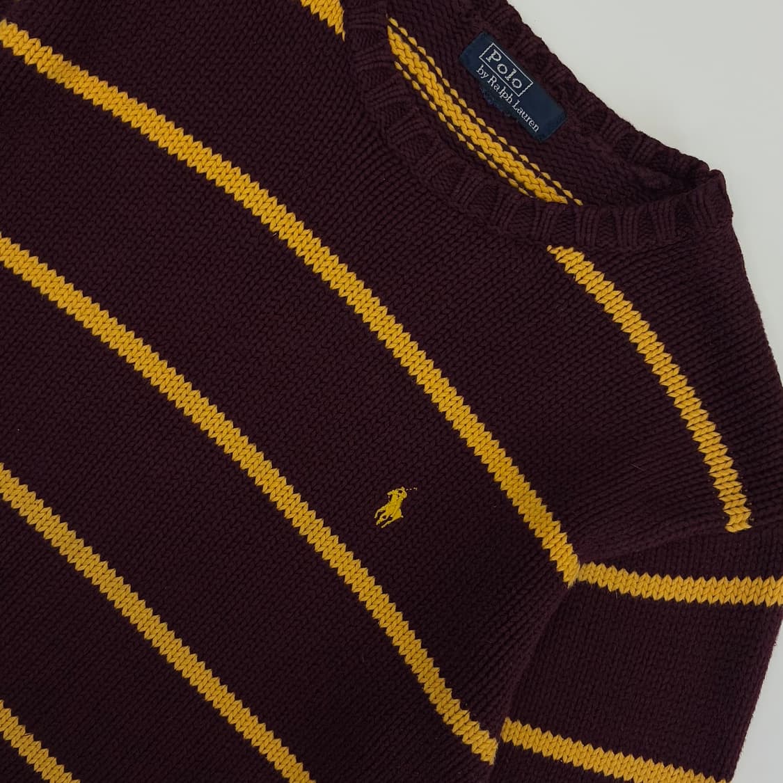Polo 폴로 랄프로렌 버건디 우먼스 옐로우배색 라운드 니트 상품이미지3
