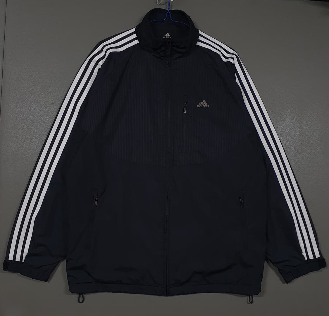XL (105) 아디다스 올드스쿨 오버핏 삼선 바람막이 자켓 점퍼 블랙 상품이미지1