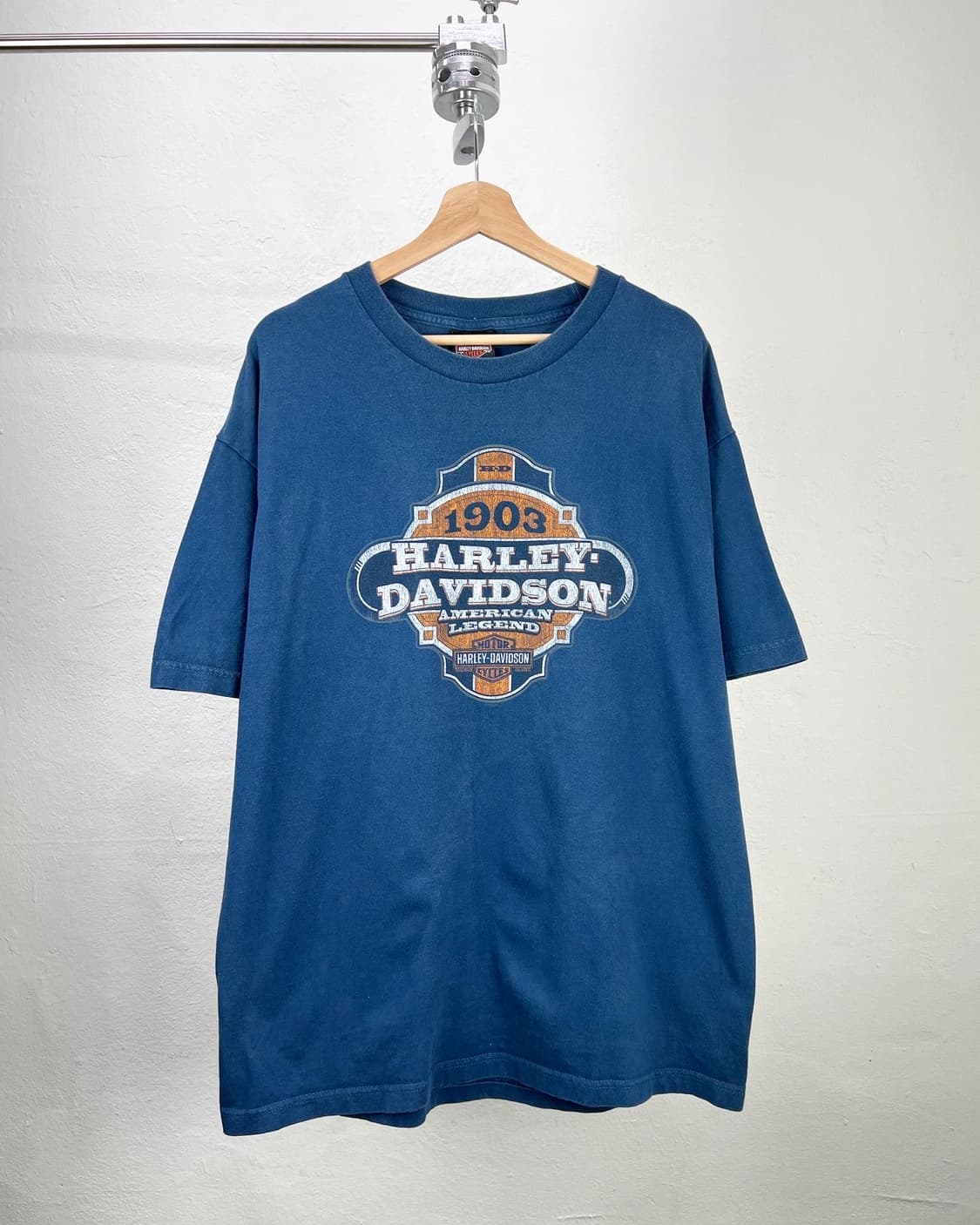 할리 데이비슨 블루 로고 프린팅 티셔츠  상품이미지1