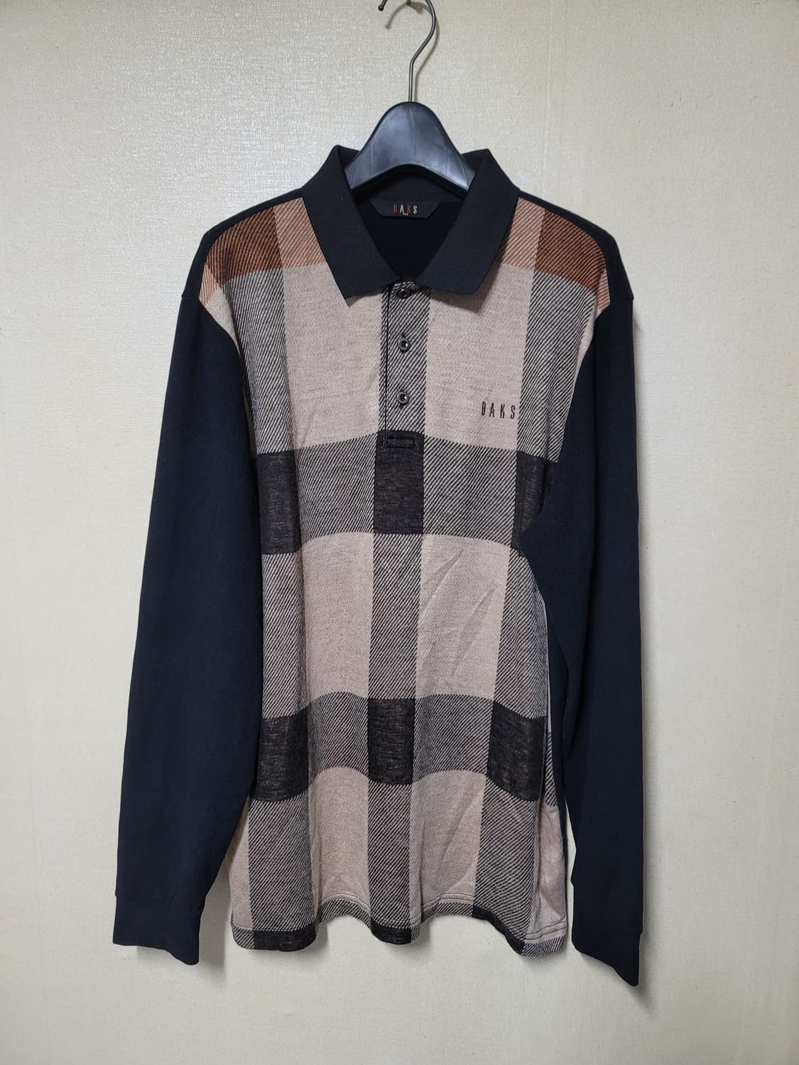 닥스 골프 체크배색 긴팔 카라티 상품이미지1