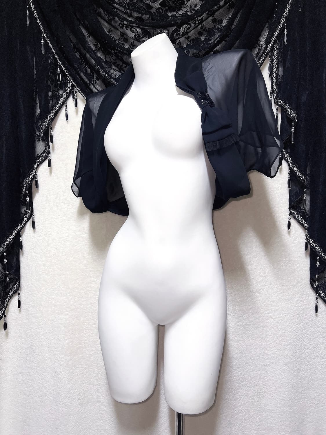 로맨틱고딕 고스로리 펑크 갸루 시스루 쉬폰볼레로 가디건 리본장식 페어리 상품이미지4