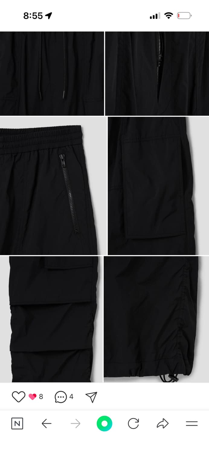 준지 나일론 퍼커링 팬츠 블랙 048 상품이미지2