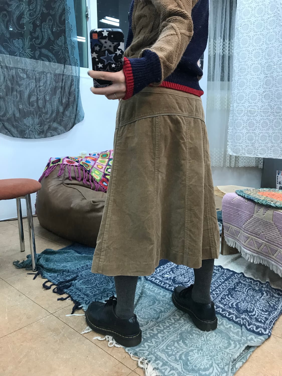 빈티지 여성 벨벳 미디스커트  상품이미지2