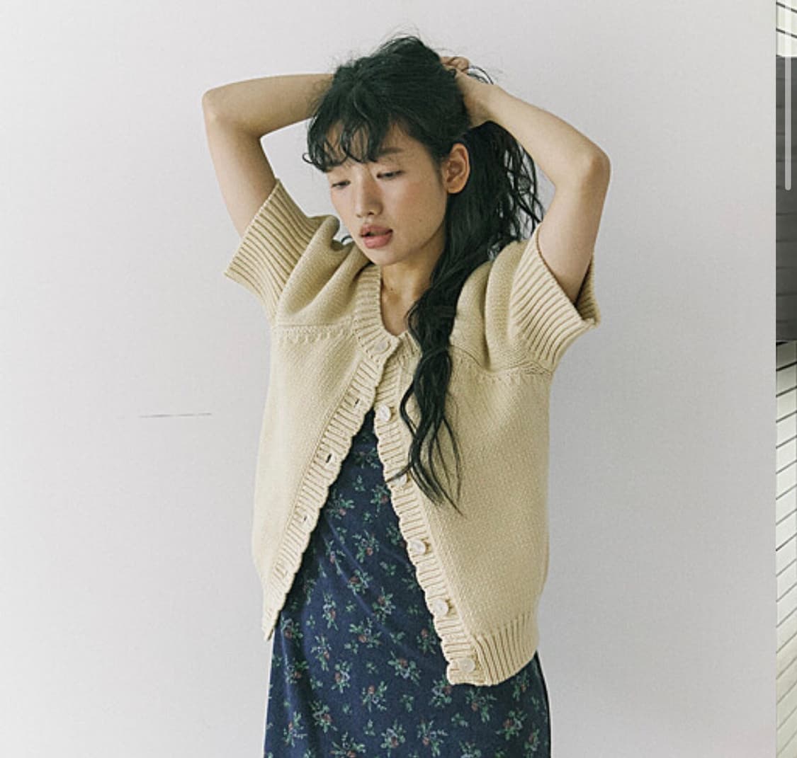 호쿠스포쿠스 반팔 코튼 니트 버터 상품이미지1