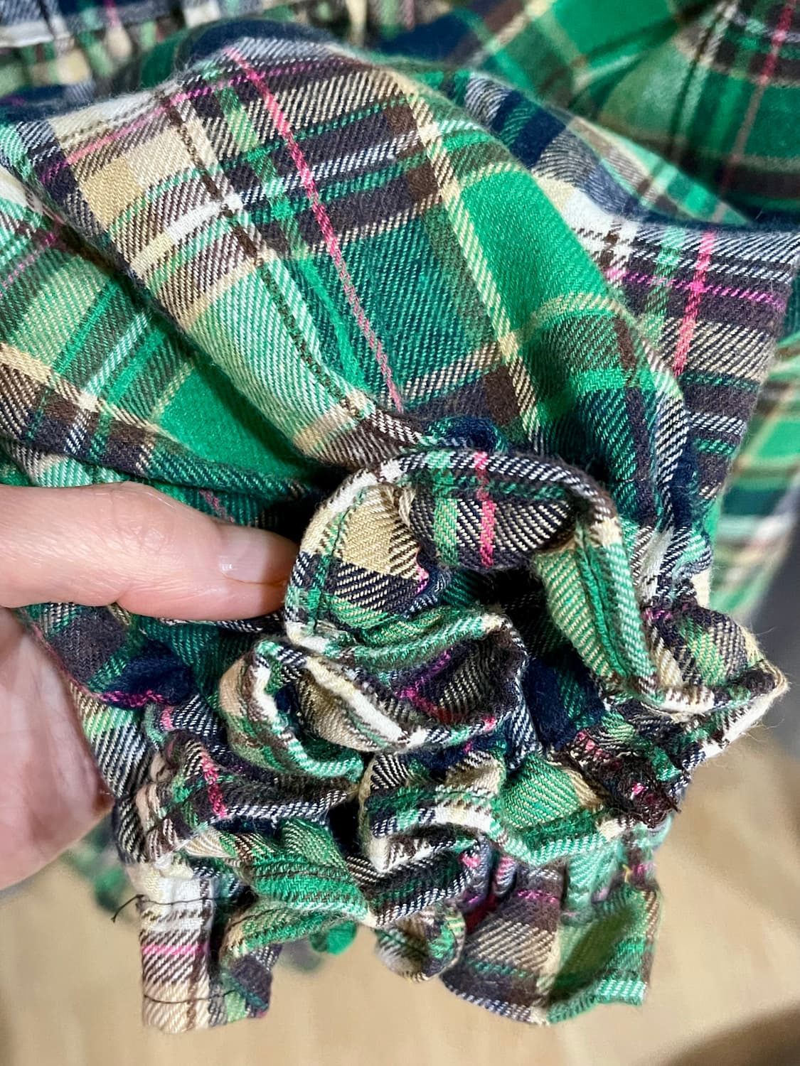 rivet & surge 사이드 슬릿 요크 체크 롱 원피스 (그린) 상품이미지9