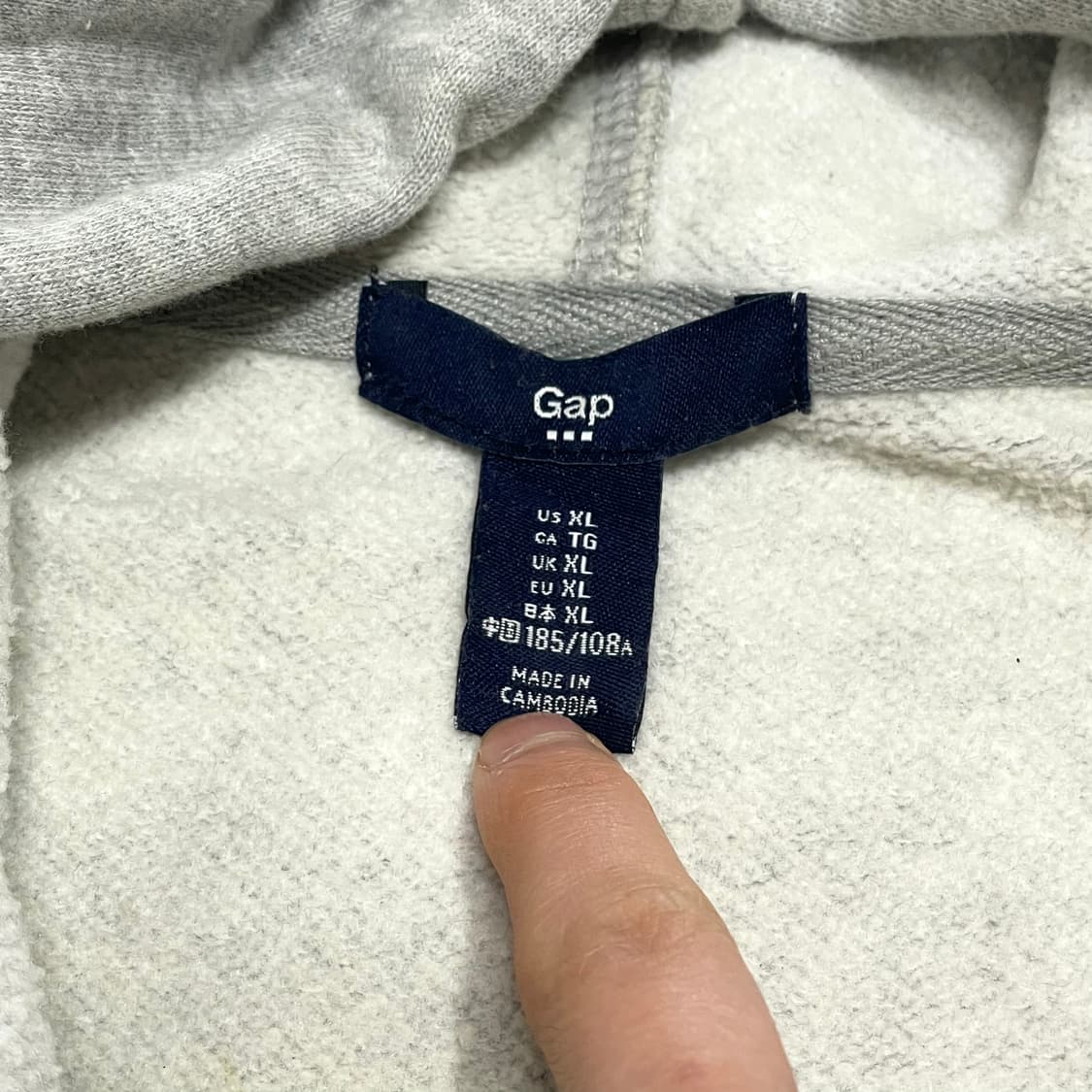 갭 스펠로고 그레이 기모 후드티셔츠 남성XL 상품이미지5