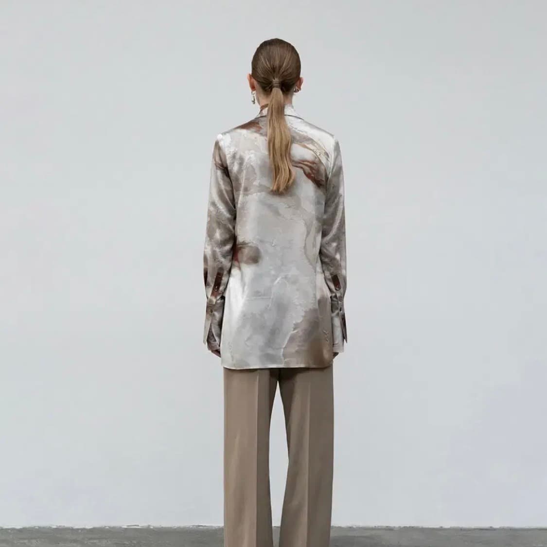 로우클래식 슬림 실크 블라우스 셔츠 M 상품이미지2