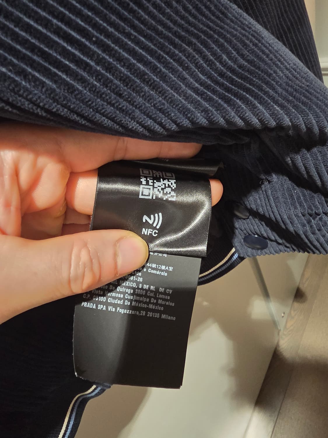 프라다 코듀로이 블루종 자켓 네이비 50 상품이미지5