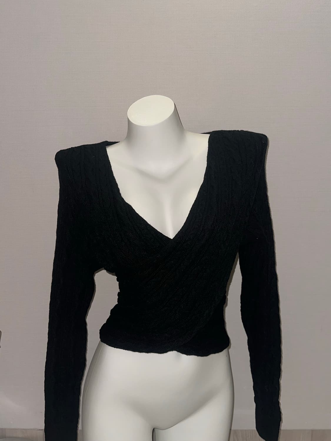 빈티지 블랙 랩 크롭 니트 상품이미지2