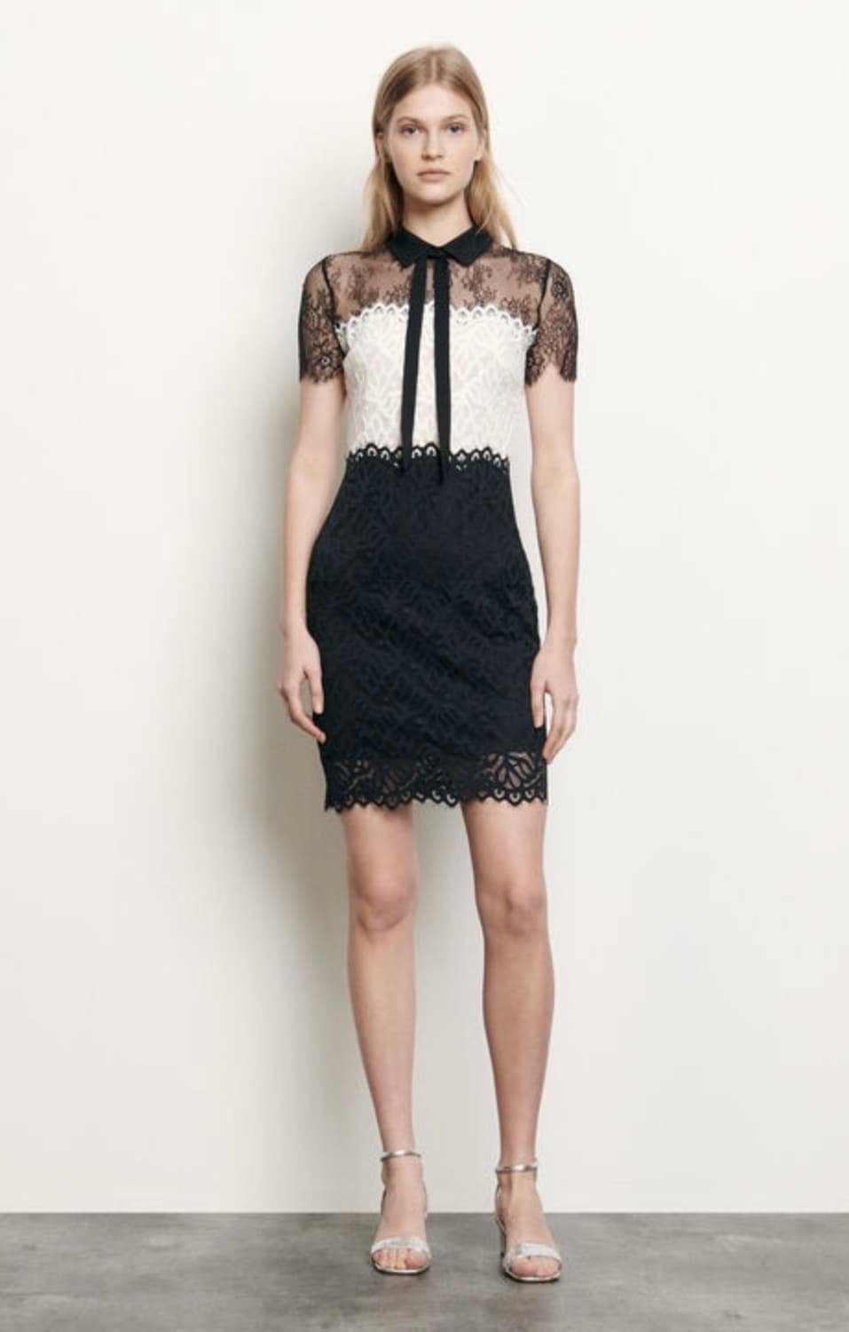 Sandro 로잔 리본 투톤 원피스 55 상품이미지1