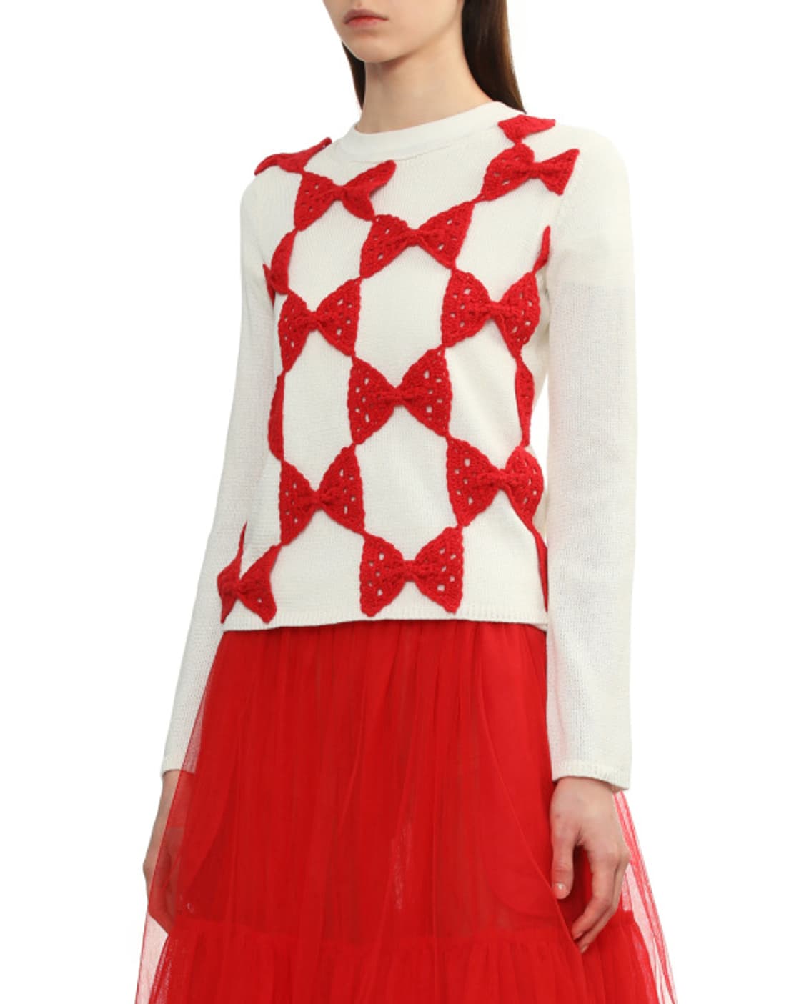 새상품 꼼데가르송 걸 레드리본 스웨터 XS 상품이미지3