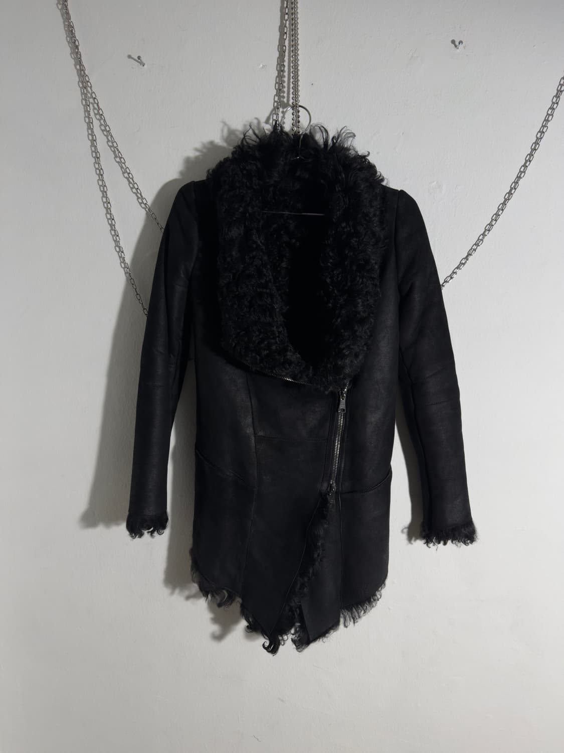 조르지오브라토 사선지퍼 하이넥 드레이프 무스탕 상품이미지2