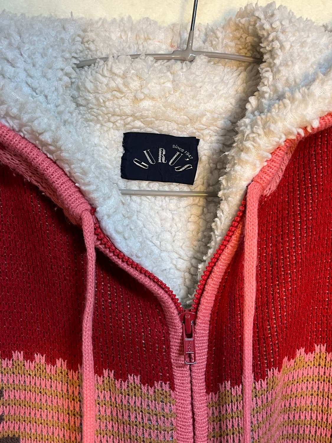 빈티지 에스닉 양털 후드 집업 니트 자켓 상품이미지4