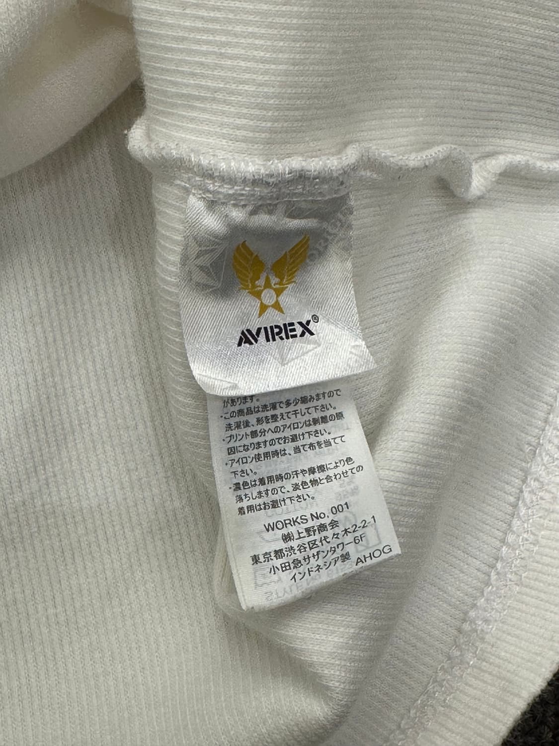 L)Avirex vintage 크루넥 화이트 골지 롱슬리브 상품이미지3