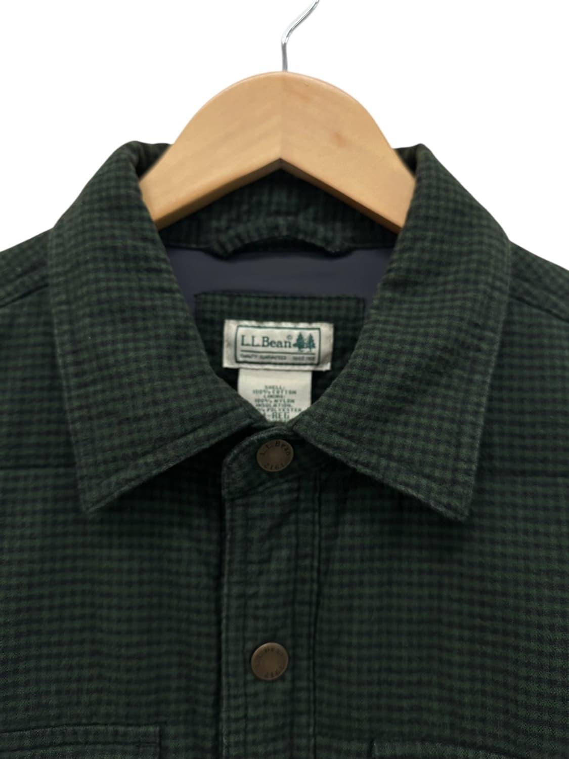 엘엘빈 깅엄체크 누빔자켓 다크그린 (M~L) 상품이미지3