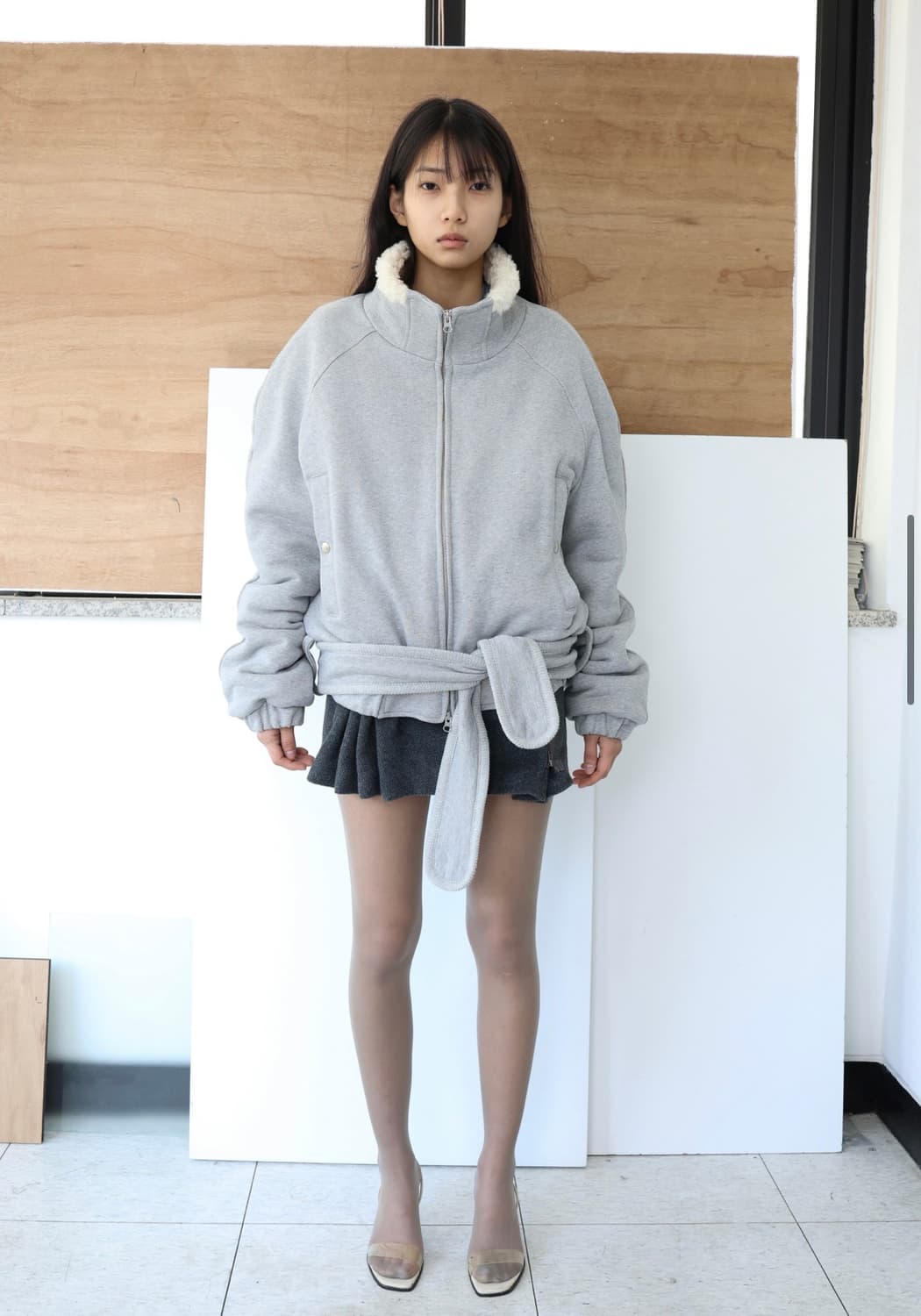 울리카상투스 벨트 집업 자켓 그레이 상품이미지4