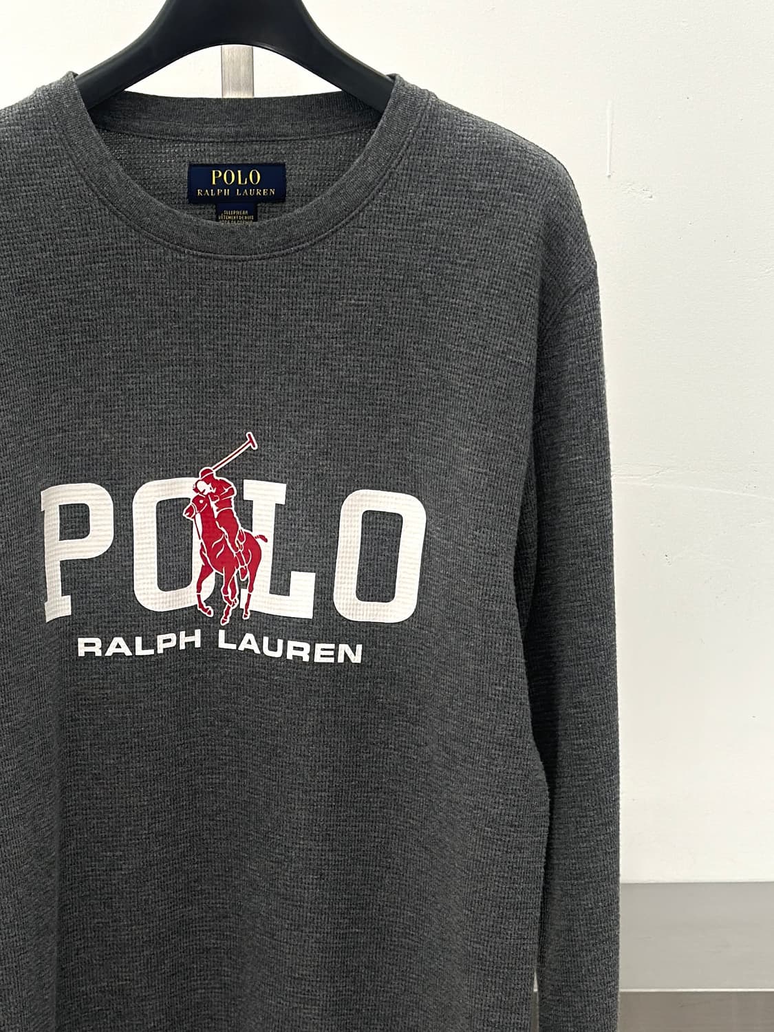 폴로 랄프로렌 차콜 빅로고 와플티  상품이미지3