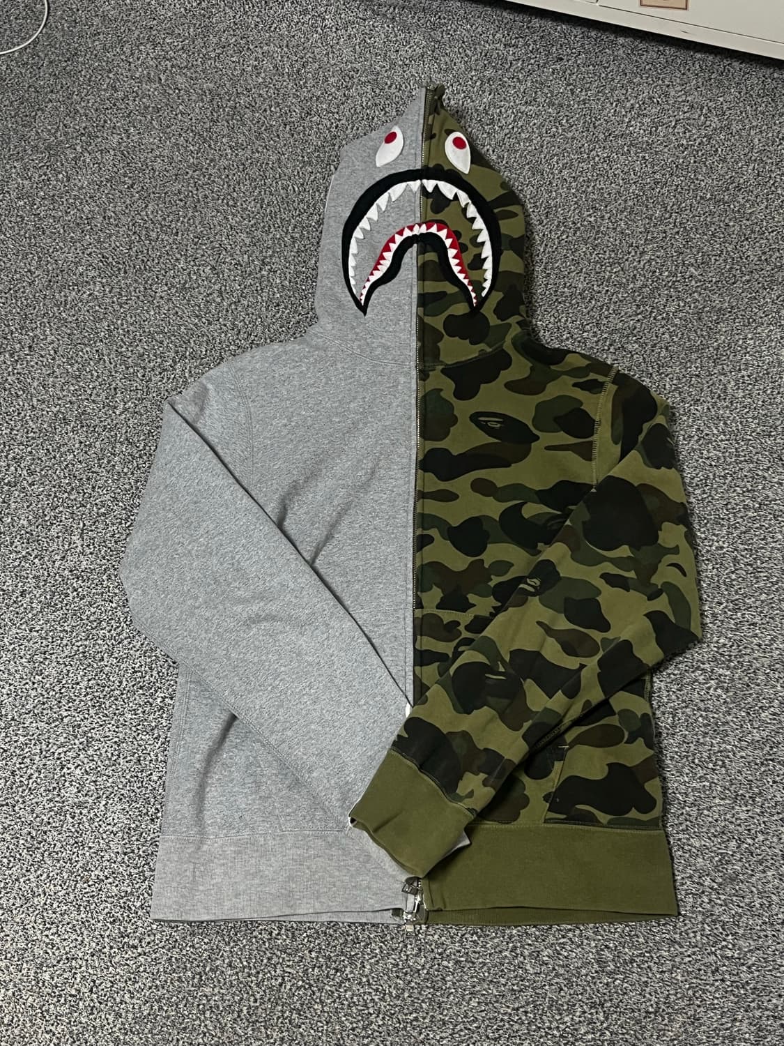 베이프 아수라 샤크 후드집업 카모 회색 상품이미지6