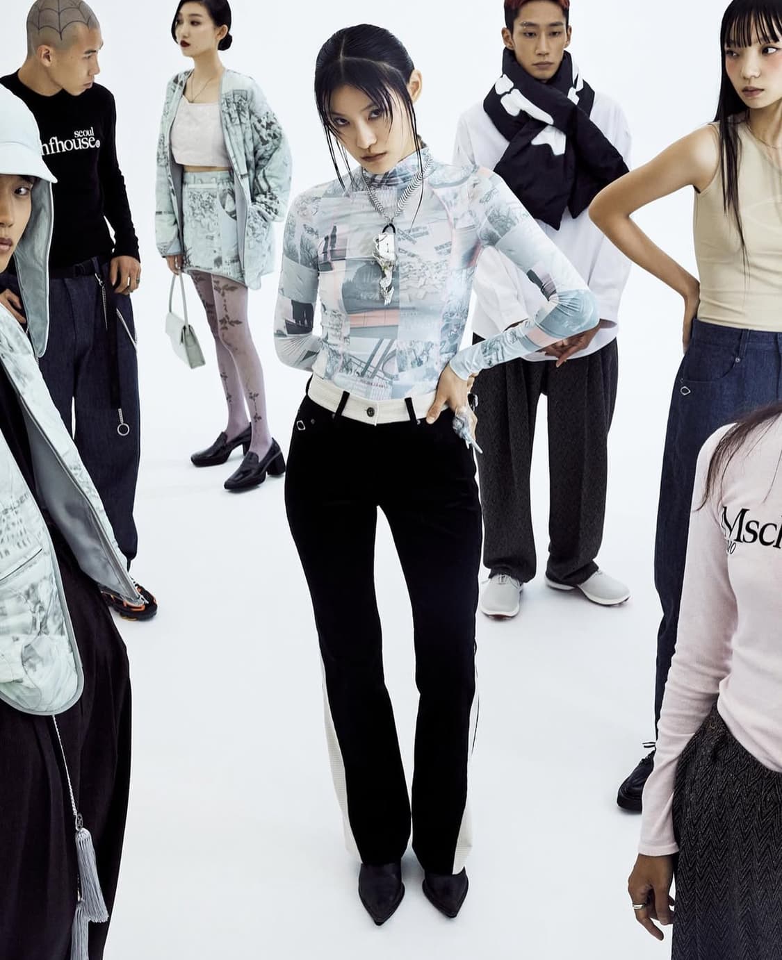 미스치프 프린티드 싸이클링 져지 탑 멀티 그레이 S 상품이미지4