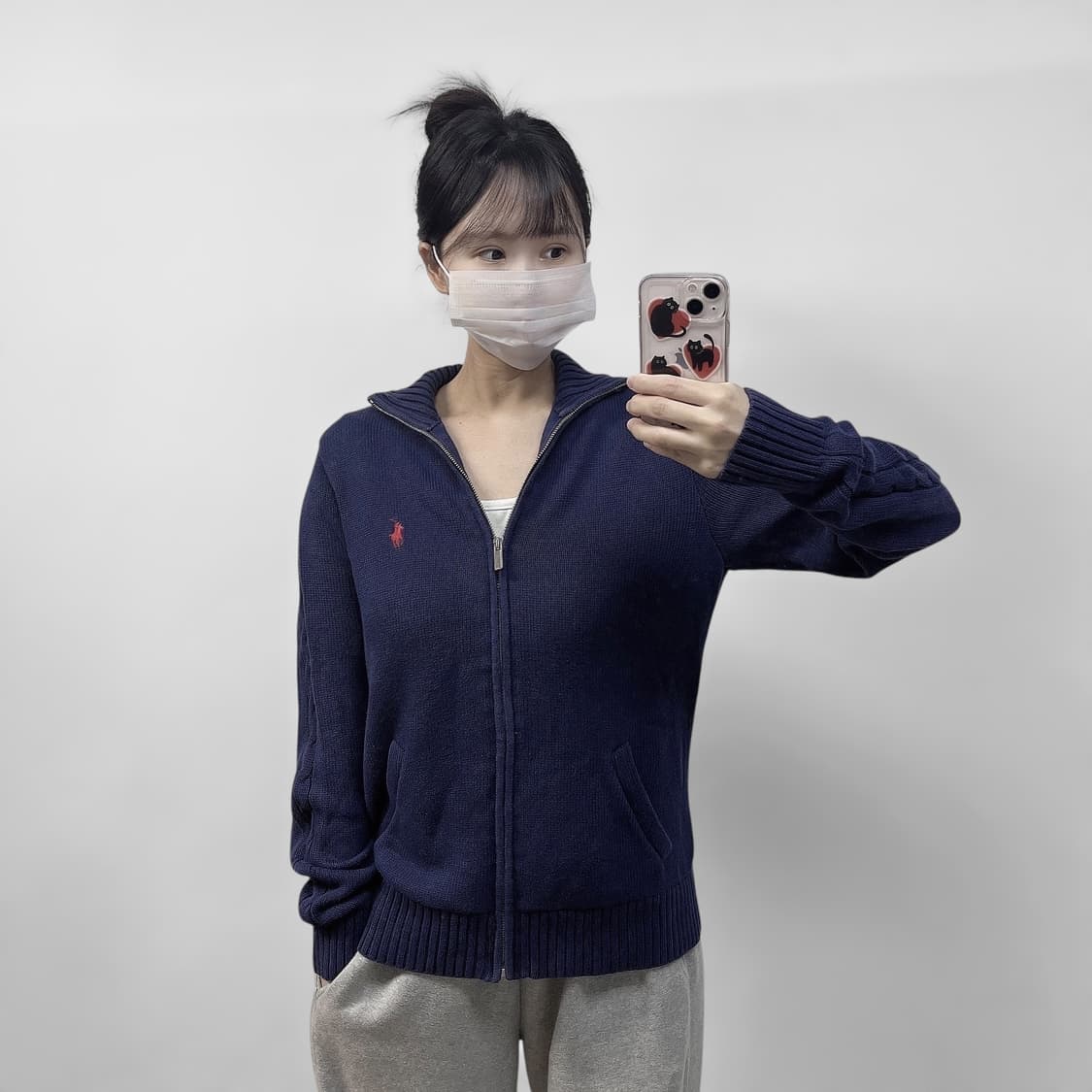 폴로 랄프로렌 포니 로고 니트 집업 네이비 상품이미지1