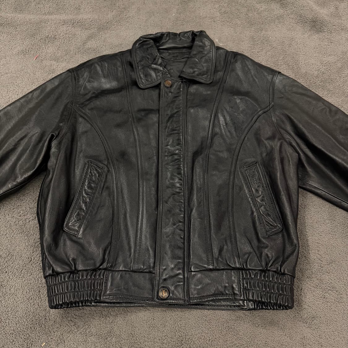 [정품/100] 입생로랑 블랙 양가죽 레더 자켓 상품이미지3
