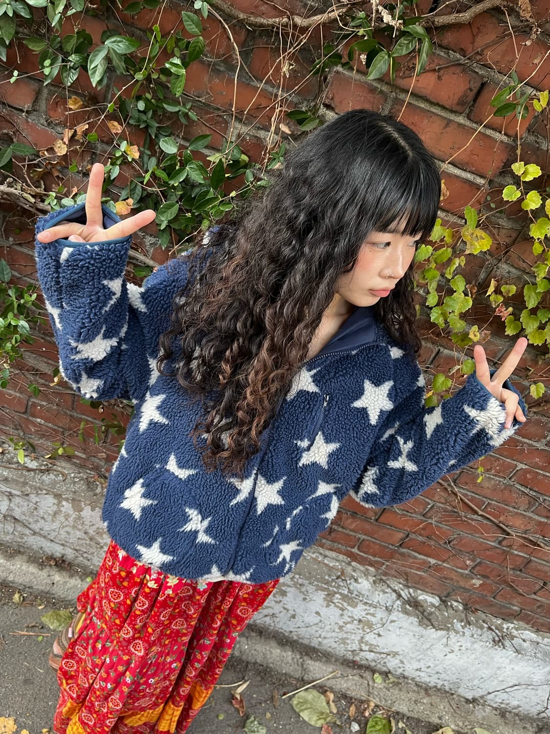 일본무드 별 패턴 후리스 상품이미지1