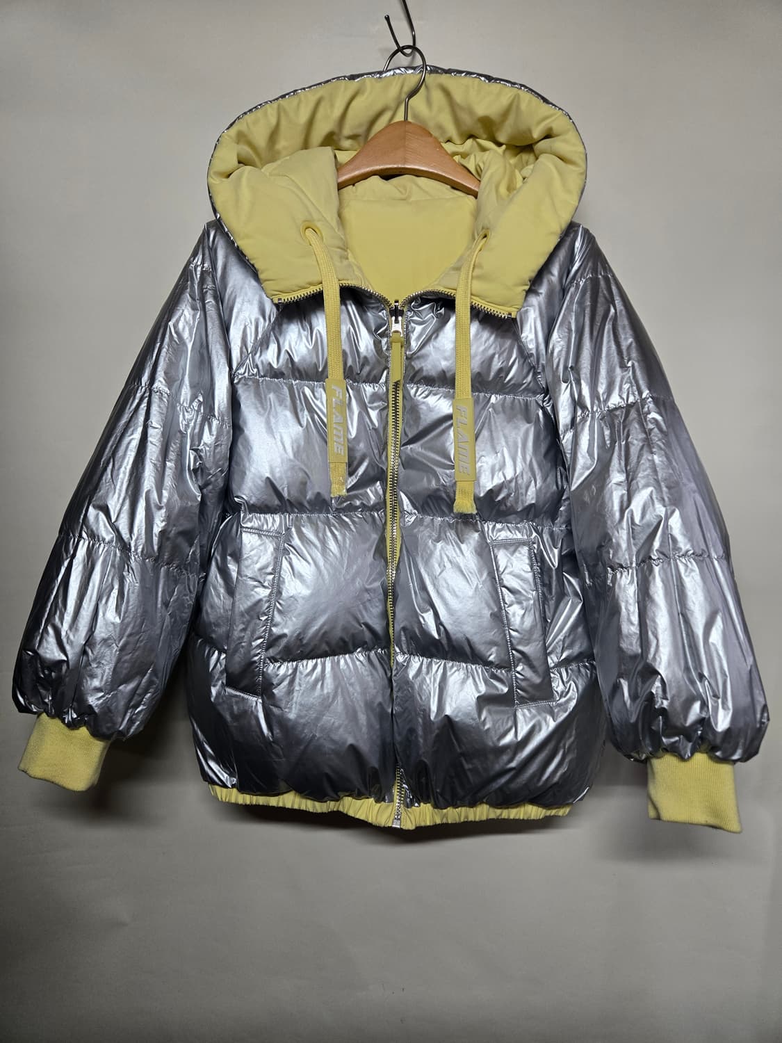 ONLY 양면 패딩 S 실버/노랑 상품이미지2