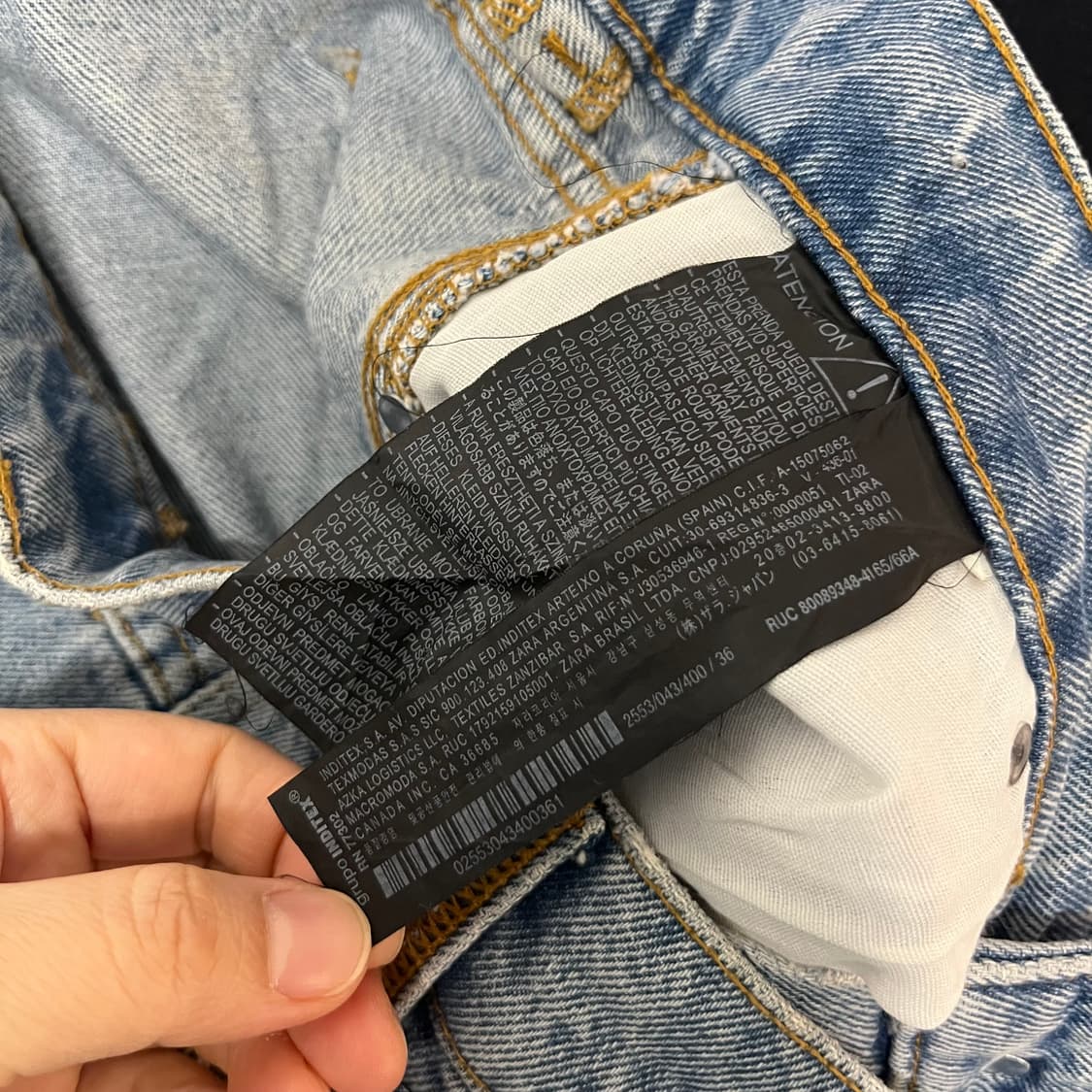 자라 아더에러 워싱 데님 팬츠 EUR 36 상품이미지3