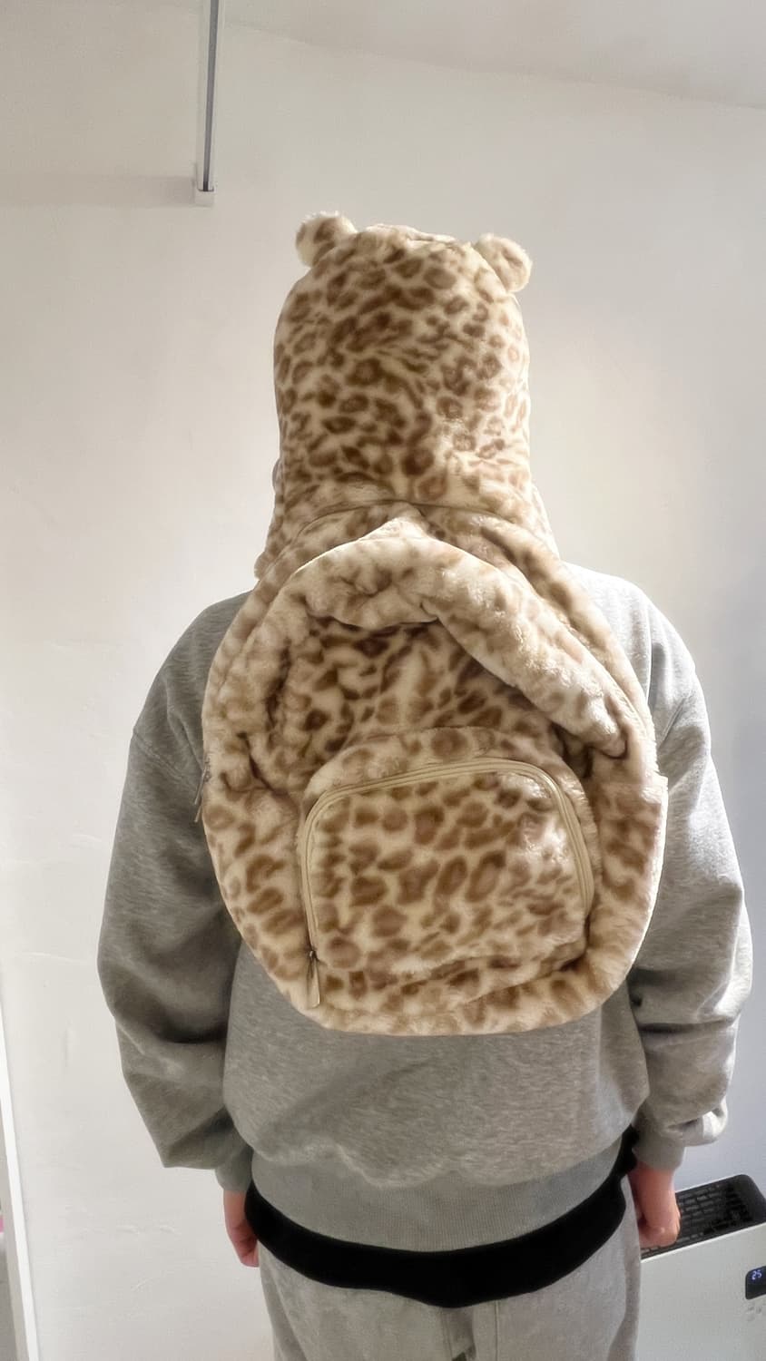 후드가 달린 호피무늬 털가방 〰 상품이미지2