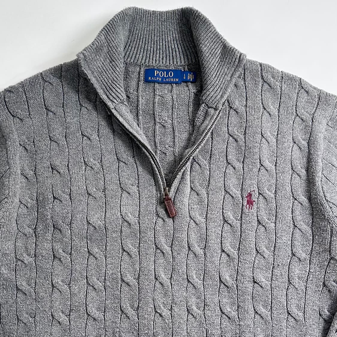 폴로 랄프로렌 그레이 케이블 니트 반집업 상품이미지2