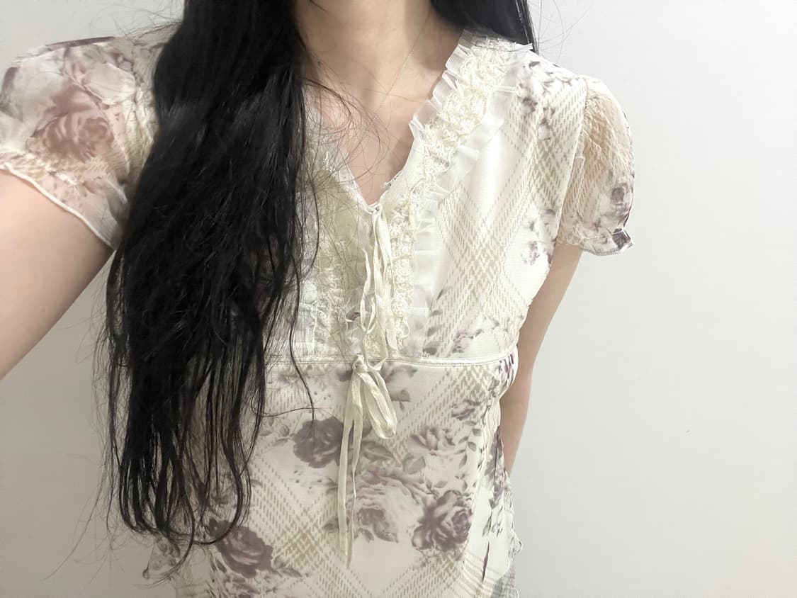 일브 레스트로즈 로사체리 오리엔탈 페어리 반팔 블라우스 로걀탑 빈티지 상품이미지1