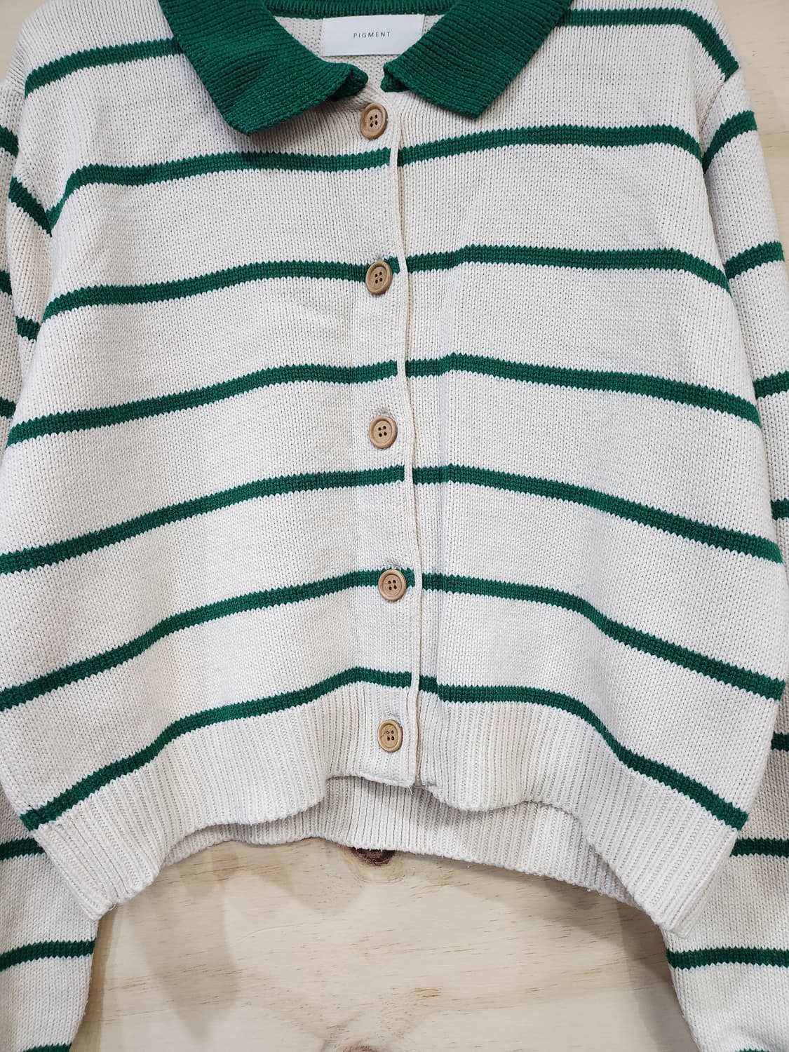 558) 피그먼트 카라넥 스트라이프 숏 가디건 상품이미지4