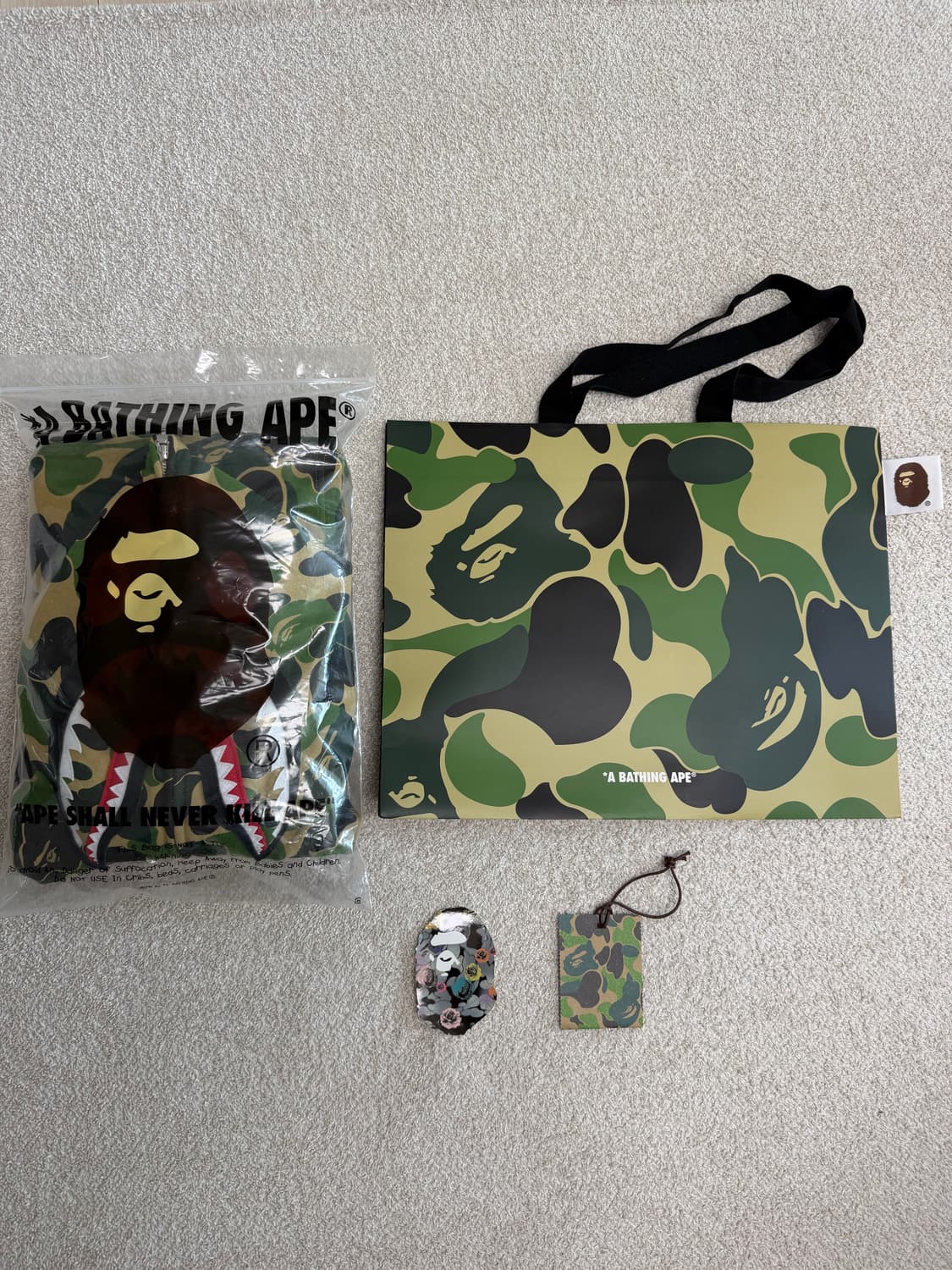 베이프 카모 세퍼레이트 샤크 풀 집 후드 그린(XL) 상품이미지1