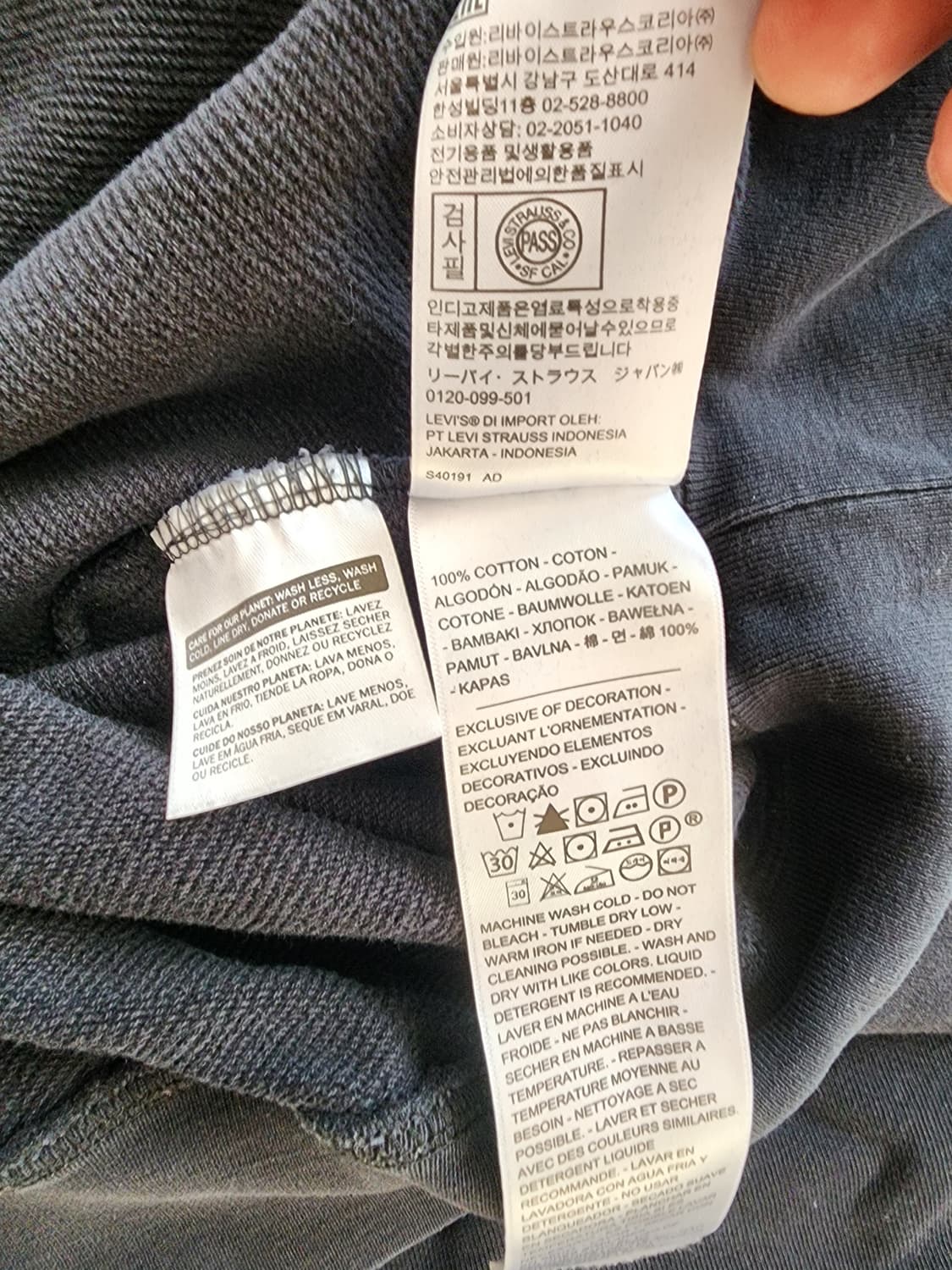 LEVIS 리바이스 블랙 그레이 후드티셔츠 하프집업 XL(100~105) 상품이미지8