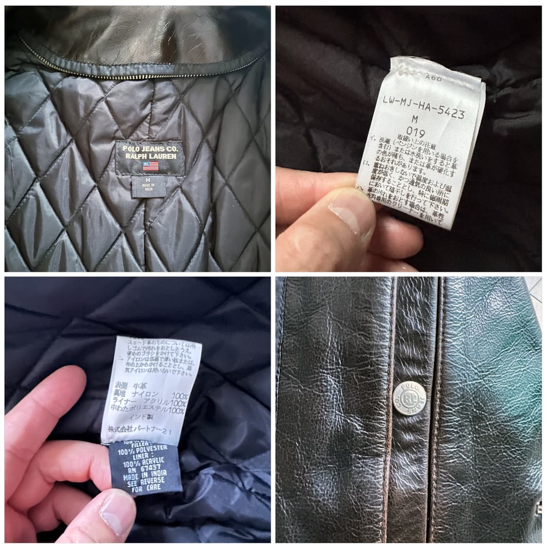 90s 폴로 진스 랄프로렌 레더 가죽 피코트 (M) 상품이미지5