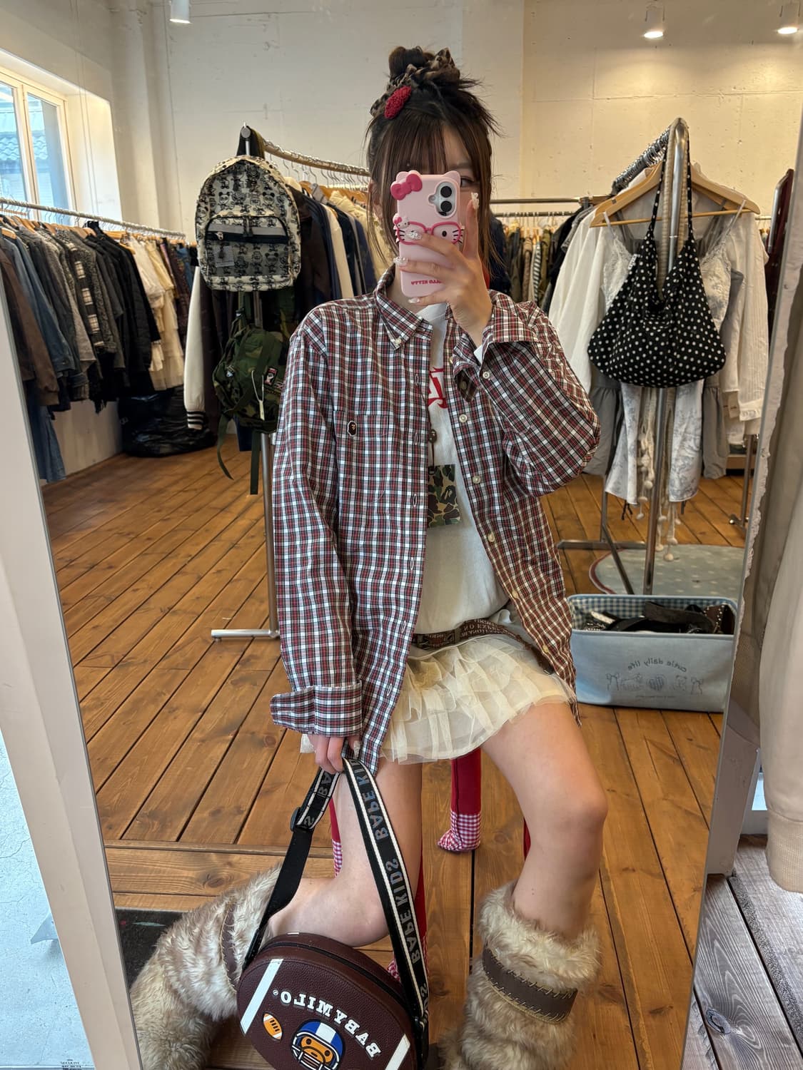 베이프 체크 셔츠 상품이미지1