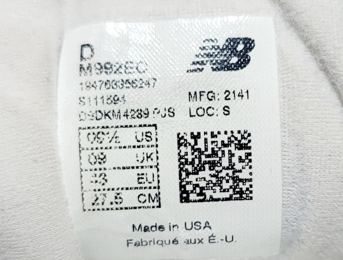 뉴발란스 992  MADE IN USA 화이트 네이비 275 상품이미지8