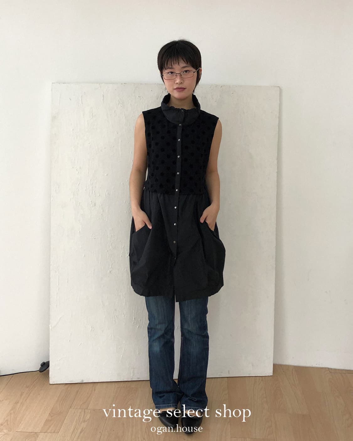 vintage dot frill layered top 상품이미지3