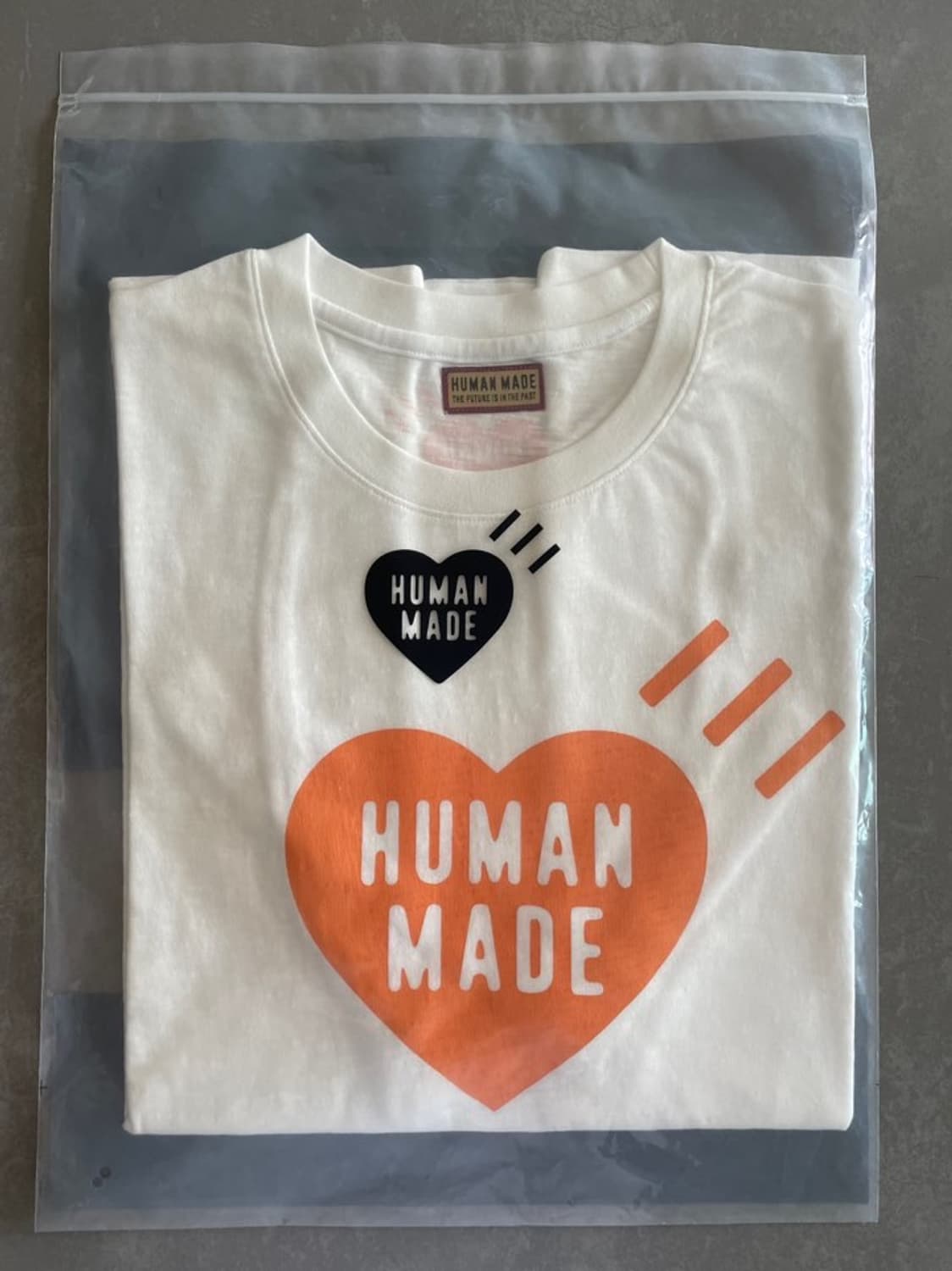 휴먼 메이드 하트 티셔츠 화이트 오렌지 - 시부야 파르코 스토어 한정 상품이미지3