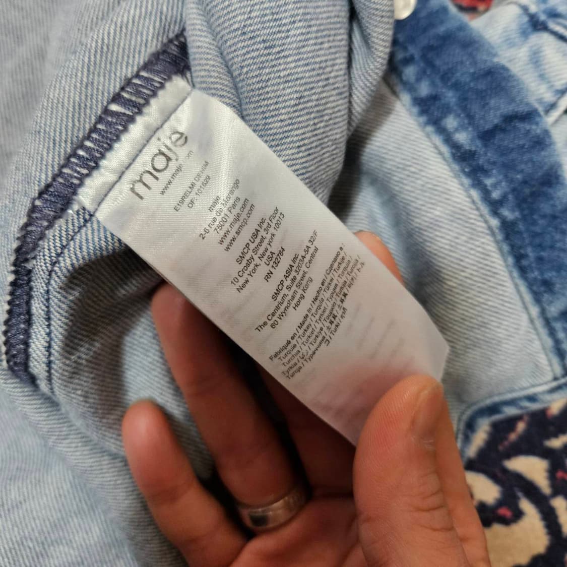 마쥬(Maje) 데님 배색 벨티드 미니 원피스 1size 상품이미지7