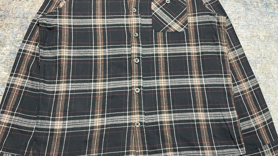 JPN 일본 빈티지 y2k 아메카지 브라운 블랙 플란넬 체크 셔츠 L 상품이미지7