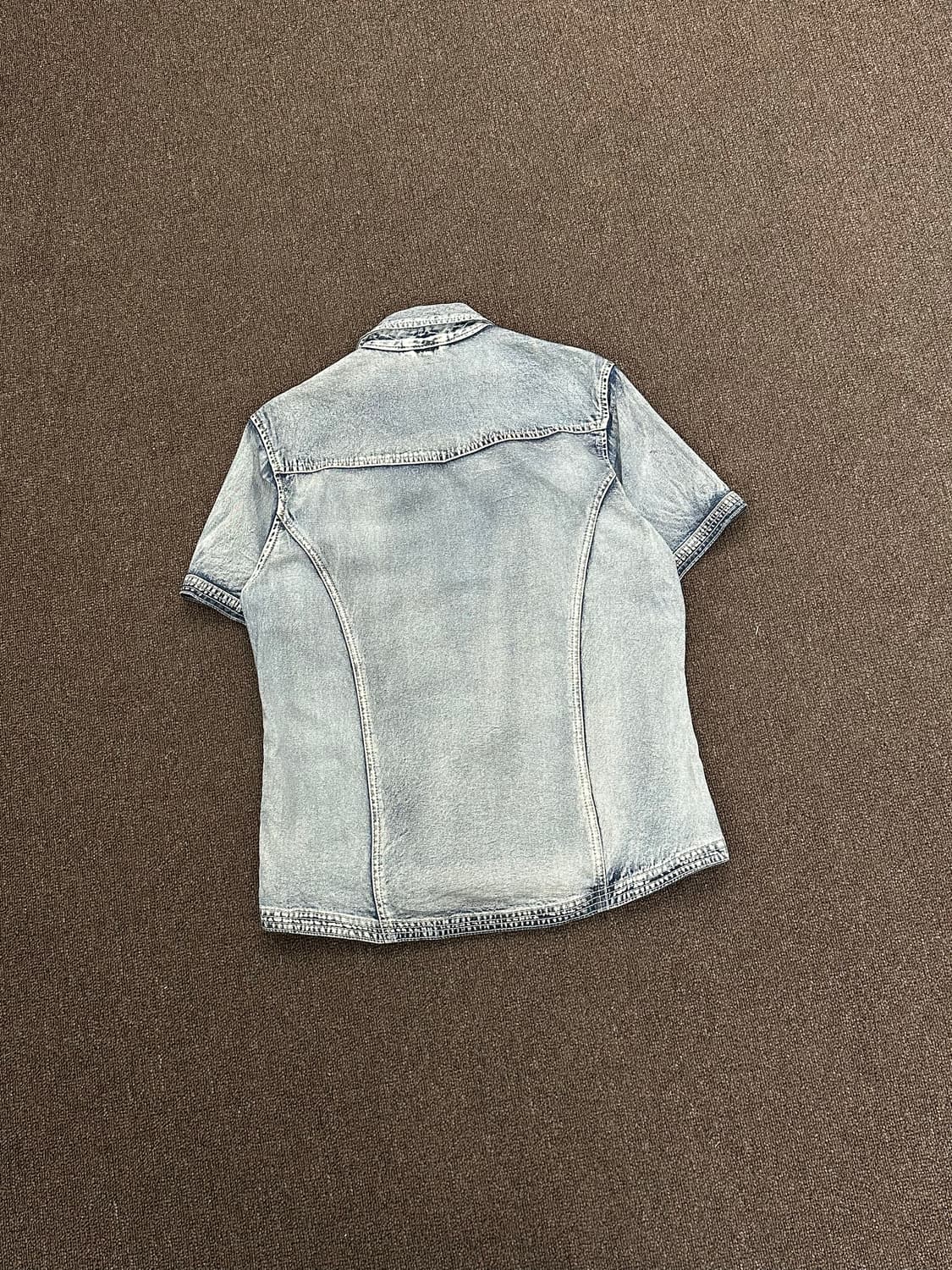 L)Japanese vintage 워싱 반팔 데님 셔츠 자켓 상품이미지7