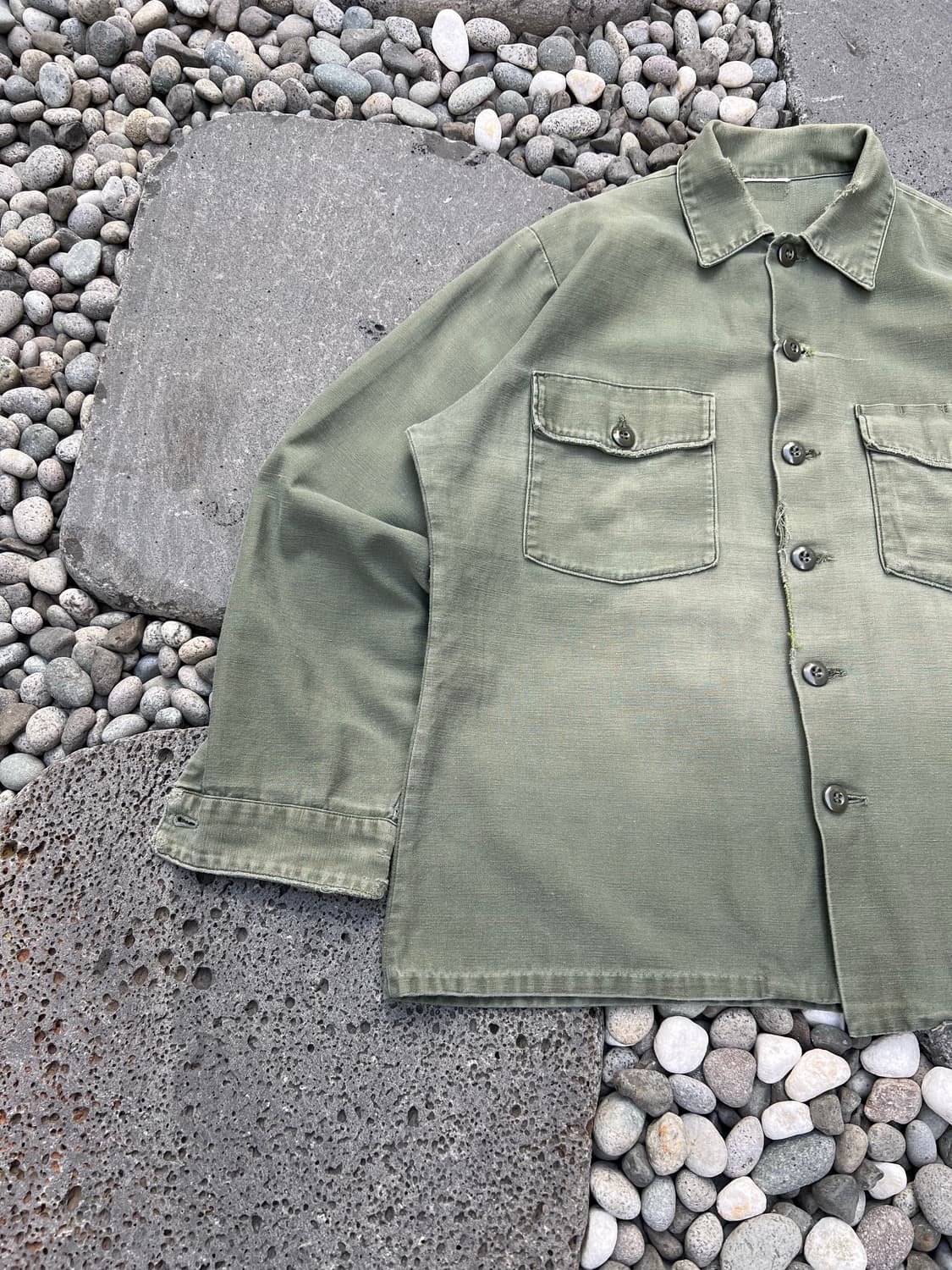 OLD DISTRESSED US ARMY OG-107 밀리터리셔츠자켓 상품이미지4
